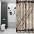 thumbnail image 4 of Barn Door Shower Curtain for Bathroom Decor, Retro Countryside Farmhouse Door Beige Wooden Board Waterproof Fabric Shower Curtain, 72"x72" Set with 12 Hooks, 4 of 9