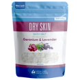thumbnail image 1 of Sal de baño para piel seca, 32 onzas de sal de Epsom con aceites esenciales naturales de geranio, lavanda, ylang ylang y limón, además de vitamina C en una bolsa sin Bpa con cierre fácil de presionar, 1 of 1