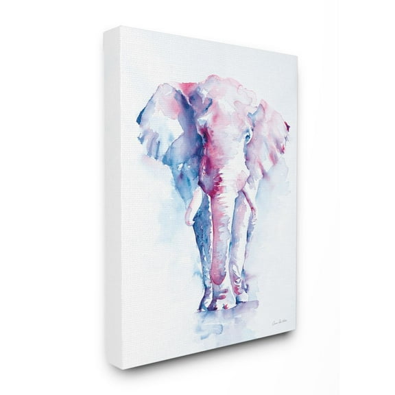 Stupell Industries Colorful Abstract Elephant Animal Blue Watercolor Painting Super Canvas Wall Art by Aimee Del Valle