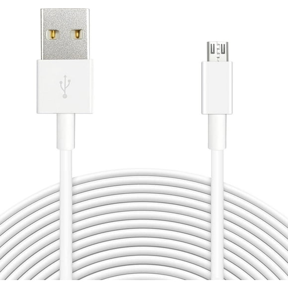Câble d'Extension d'Alimentation 33 Pieds 10M pour Wyze Cam, YI Camera Nest Cam Blink Netvue Kasa Cam Cloud Camera Furbo Dog Arlo Q USB vers Micro USB, Cordon de Charge et de Synchronisation de Données pour Plus d'Appareils Micro USB