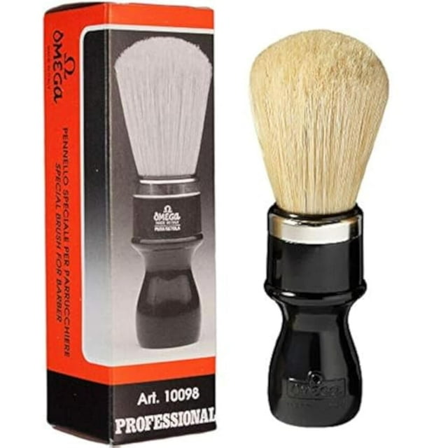 Brocha de afeitar Omega 10098 Pure Bristle fabricada en Italia