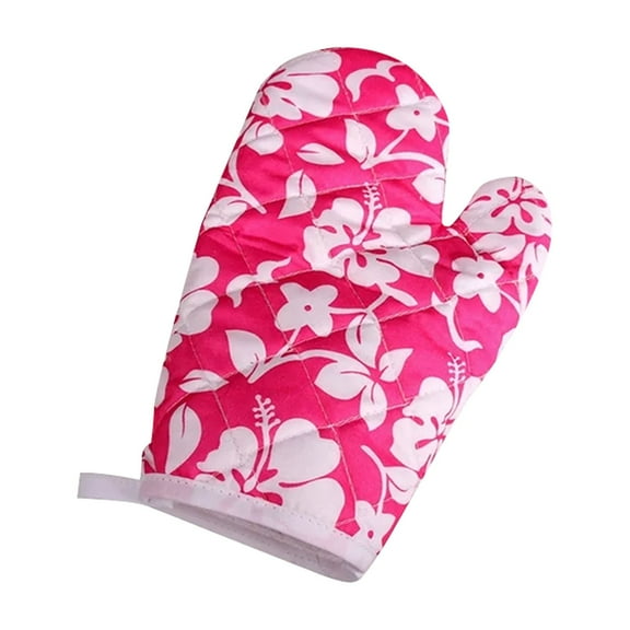 Floral Print Oven Gloves - Heat-Resistant Polyester Microwave & Bakeware Mitts | Thickened Double-Layer Pot Holders for Baking & Cooking