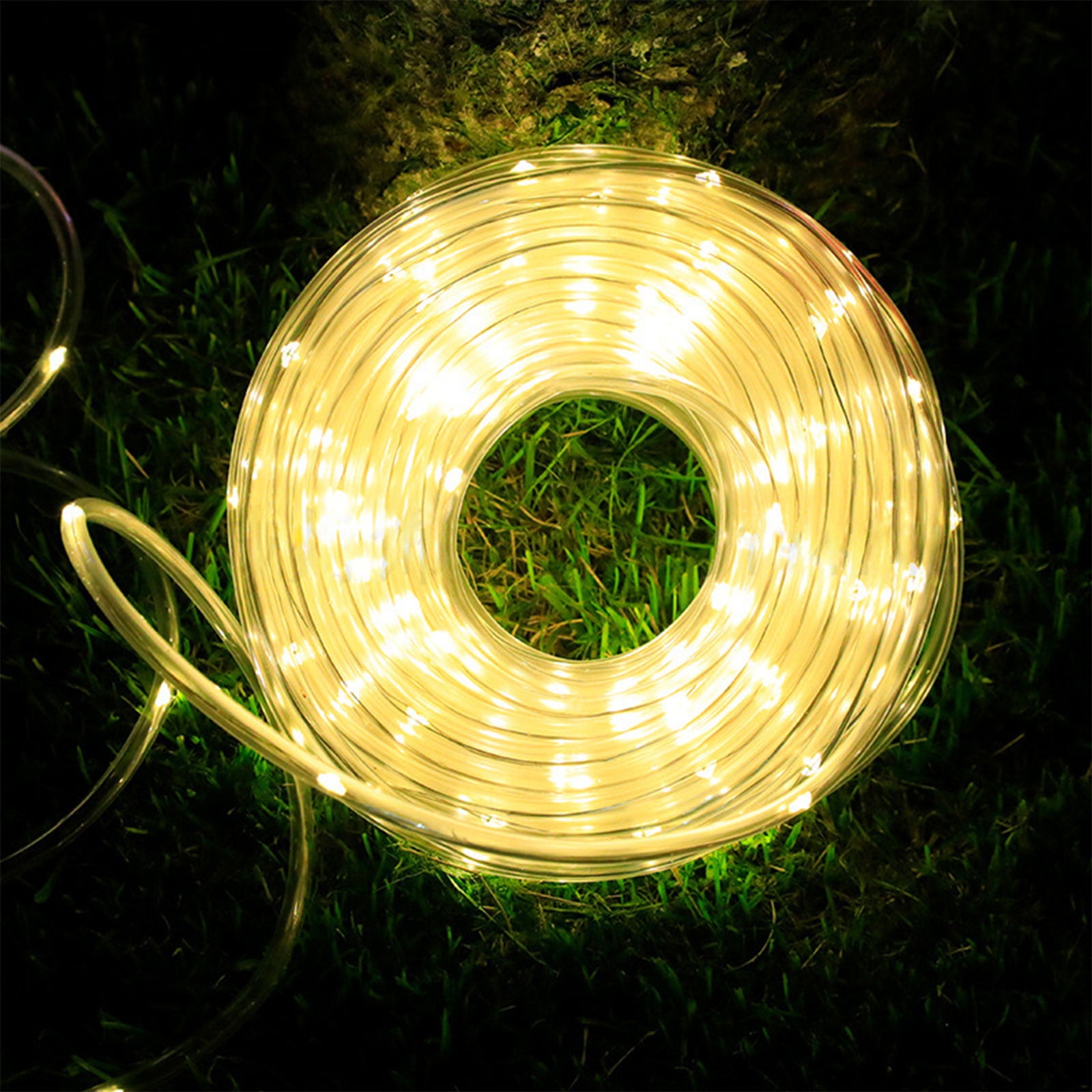 ZOELNIC 73ft 200LEDs Christmas Solar Powered Rope Tube String Lights Strip Outdoor Garden Xmas Tree Holiday Decor Fairy Lights, Warm White