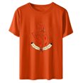 thumbnail image 5 of Dadaria T-Shirt Femme Orange Manches Courtes Col Rond Été Chandail Blouses 2TG, 5 of 5