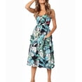 thumbnail image 1 of Robe Midi d'Été à Fleurs pour Femme, Dos Nu, Bretelles Spaghetti, Boutonnée, avec Poches, m, Am071-09, 1 of 2