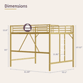 thumbnail image 6 of Zimtown Queen Size Loft Bed with Reversible Ladder, Metal Bed Frame for Adults, Guardrails, Space-Saving, Gold, 6 of 7