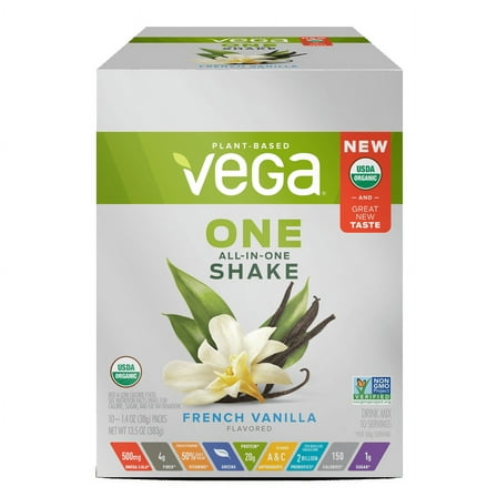 Vega One Organic All in One Shake, French Vanilla 1.4 oz, pack of 10