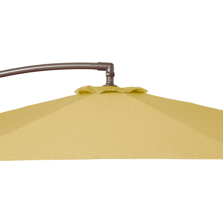 blu tooth patio umbrella Clihome 10 ft. x 13 ft. Cantilever Bluetooth Patio Umbrella in Gray w/  1-Key Tilt/Open Mechanism, Multi-Color LED Speaker Light CL-BTMY02GY