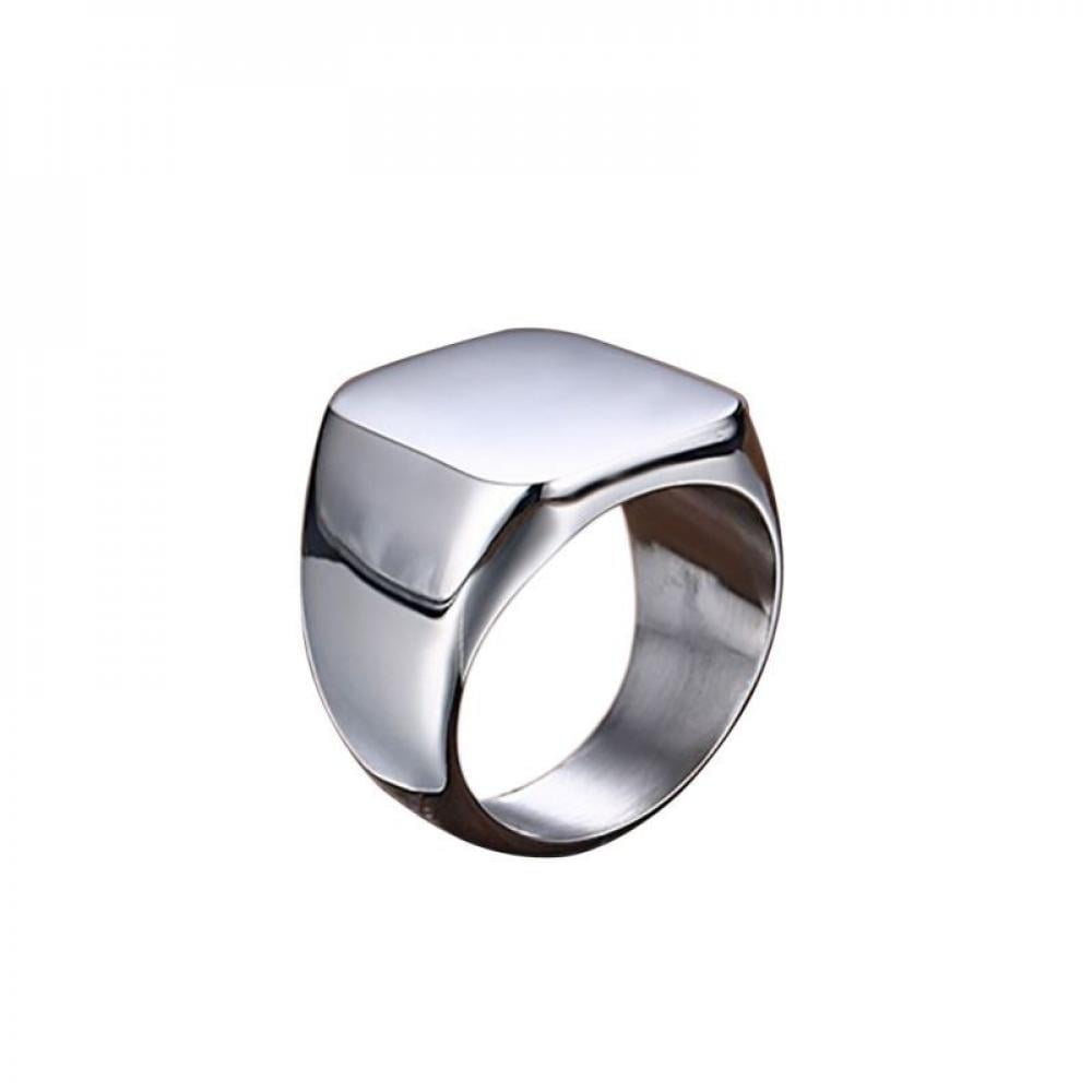 HIJONES Unisex Stainless Steel Fashion Wide Diamond Cut Gemstone Ring Vintage Royal Cocktail Party Jewelry 