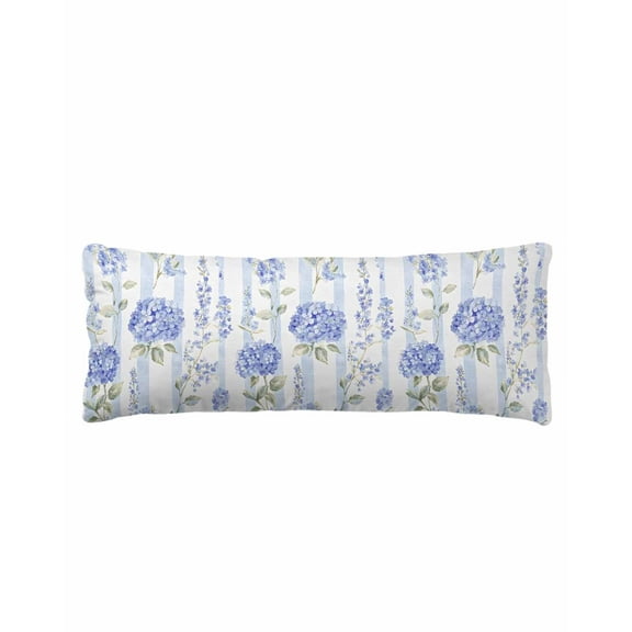 Purple Hydrangea Body Pillow Cover 20 x 60 Inch Decorative Pillow Cover Stripe Vintage Floral Lumbar Pillowcase Seasonal Rectangle Cushion Case for Couch Sofa Bed Living Room