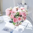 thumbnail image 3 of Flores artificiales de rosas blancas, peonías de seda, jarrones decorativos para decoración del hogar, ramo de novia, regalos artesanales de espuma, plantas falsas, 3 of 4