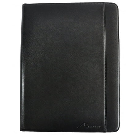 Vegan Saffiano Leather Padfolio by Metier Life | Business Portfolio Organizer and Writing Pad | Card and Document Storage for Professionals with Included Pen (Black