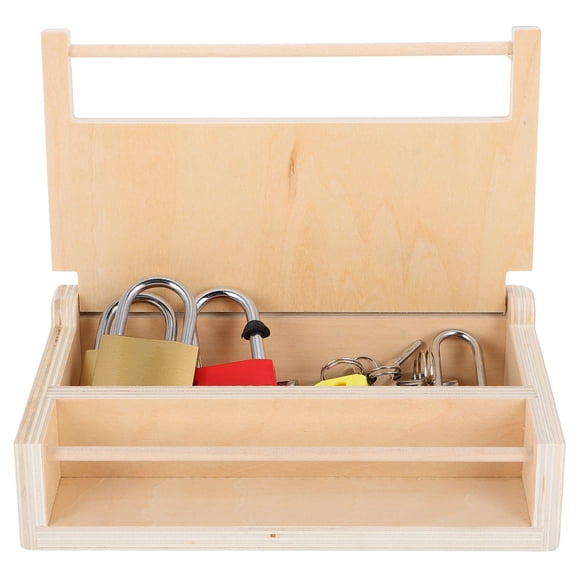 Montessori Wooden Lock Box with Metal Keys for Kids Multi Color Focus Enhancement Intellectual