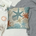 thumbnail image 2 of COMIO  Nautical Coastal Throw Pillow Covers Beach Themed Ocean Seashell Coral Starfish Couch Decorative Pillow Cases Outdoor Sofa Cushion Cover for Bedroom Living Room, Blue, 2 of 5