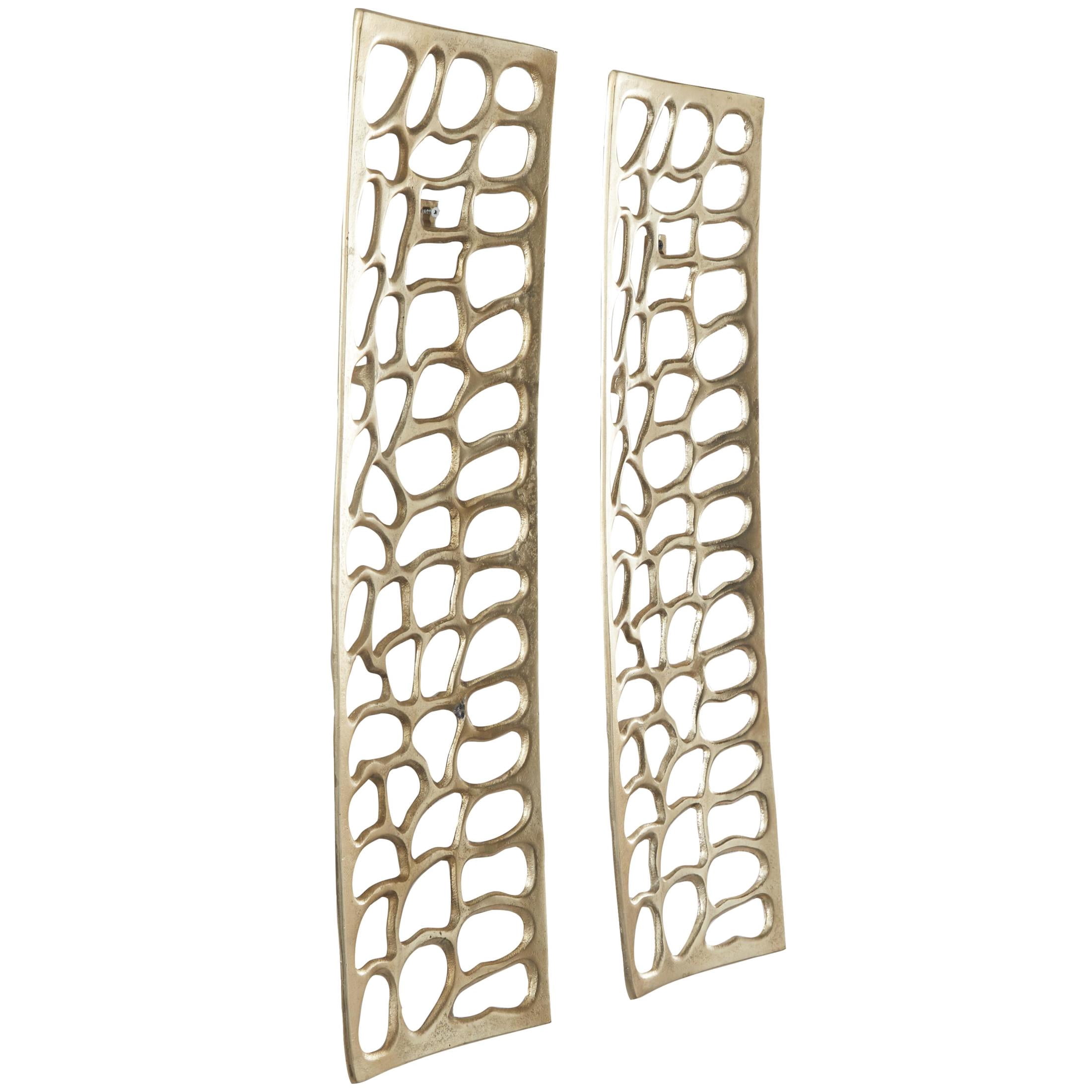 DecMode Gold Aluminum Metal Cutouts Abstract Wall Decor (2 Count)