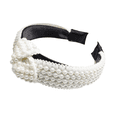 thumbnail image 1 of Diademas de perlas para mujer, diadema blanca con nudo a la moda, diseño de banda para la cabeza, tocado de boda elegante para novia, diademas anchas para niña, 1 of 5