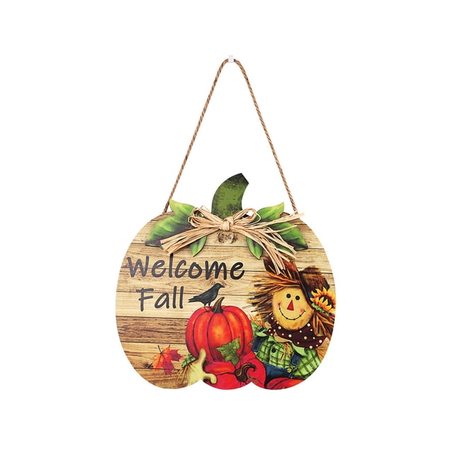 Yuarrent Señal de puerta de país de calabaza, placas de cosecha interesantes de madera, placa de regalo para exteriores, tablero de suspensión para Kits de decoración para fiestas JM00908 Yuarrent HA063876-02