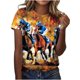 thumbnail image 1 of Tops de Cuello Redondo para las Mujeres, Nuevo Suéter de Manga Corta, Caballo Casual Impreso Top Camiseta, 1 of 5