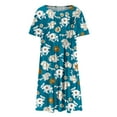thumbnail image 5 of Dyegold Sun Dresses Women Summer Casual Short Sleeve Tunic Shirt Midi Sundresses Daisy Print Plus Size Dress Round Neck Graduation, 5 of 5
