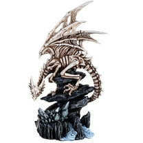Stone Mountain Dominated by Skeleton Dragon Figurine 10.5 Inch New
