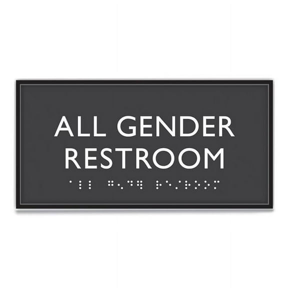 Headline USS69920 4 x 4 in. Plastic All Gender Restroom ADA Sign Board, Clear & White