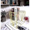 thumbnail image 2 of Bookends Metal Gold Bookcase Collection - 3d Stereo Diamond Design, Ideal For Organizing Books, Magazines, Cds, Etc. For Home Office Decoration (gold), 2 of 5