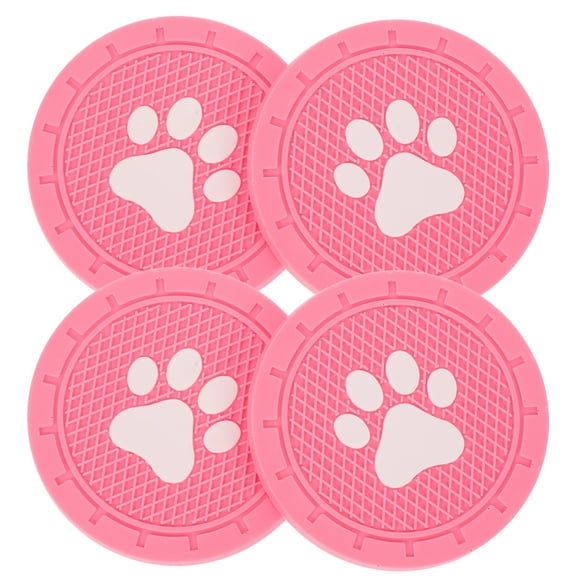 4pcs PVC Paw Car Coaster Auto Insert Coaster Car Interior Car Cup Holder Coasters