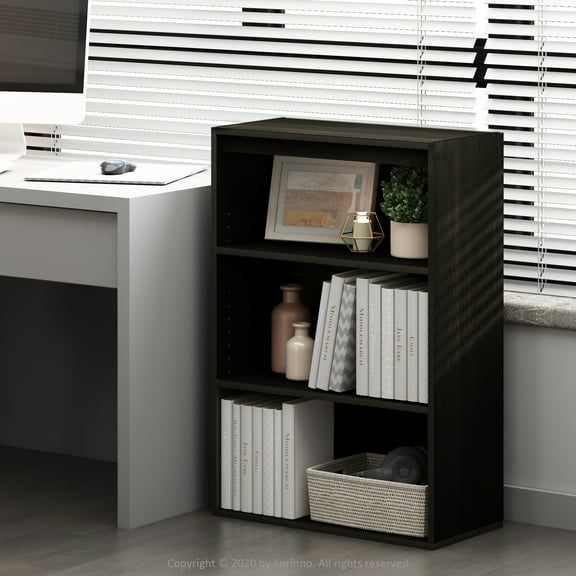 Furinno PASIR Contemporary Engineered Wood 3-Tier Open Shelf in Cinnamon Cherry