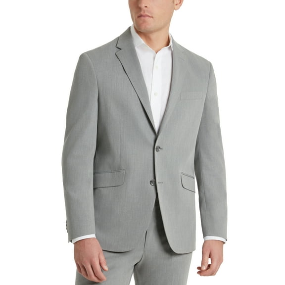 Kenneth Cole Mens Slim fit Suit Jacket Blazer 38 R Light Grey Solid Stretch