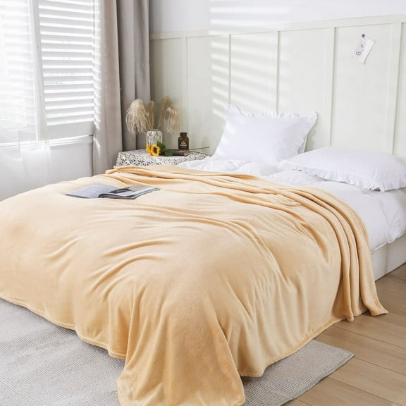 Super Soft Flannel Fleece Blanket 50x70cm, Lightweight Warm Throw for Sofa Bed & Travel in Orange