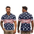 thumbnail image 4 of Aplkyhs Patriotic USA Star Matching Couple Sport Shirts Couple Golf Matching Outfits Machine Washable Mens Hawaiian Shirt Quarter Zip Mens Shirts Casual for Golf,Tennis,Running,Gym, 4 of 6