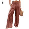 thumbnail image 3 of Pantalones de verano para mujer Qarigey color sólido Largo suelto Casual Pierna ancha Moda de cintura alta naranja Rojo Type3 NO3, 3 of 5