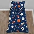 thumbnail image 2 of Toddler Bedding Sets for Babys Boys Girls Kids Navy Blue Ball Sports Toddler Crib Comforter Set Flat Sheet Fitted Sheet and Pillowcase 4 Pieces, 2 of 4