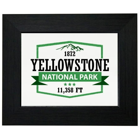 Yellowstone National Park - Green Sign - Est. 1872 Framed Print Poster Wall or Desk Mount Options