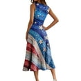 thumbnail image 3 of Button Down Dress For Women, 4Th Of July Dress Casual Cotton Sleeveless Round Neck American Flag Ruffle Flowy Long Tank Maternity Winter Dress Cocktail Party Dresses Work (M, Blue) ZMTing, 3 of 4