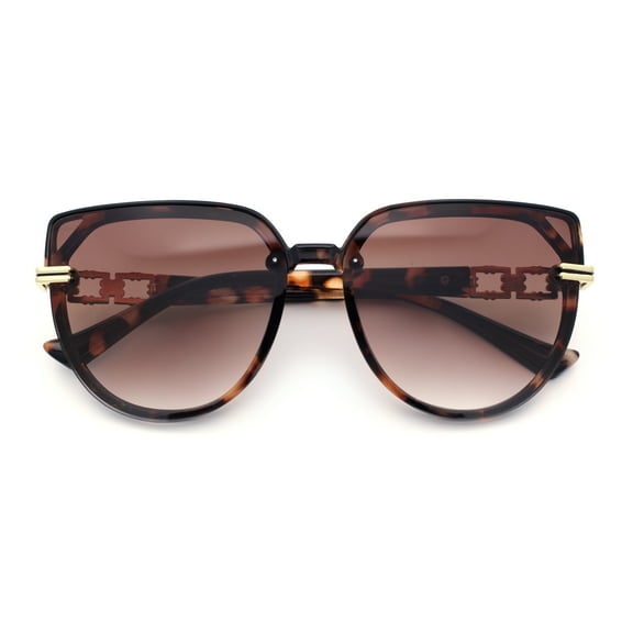Womens Rich 90s Designer Rimless Large Round Butterfly Plastic Fashion Sunglasses Tortoise - Brown