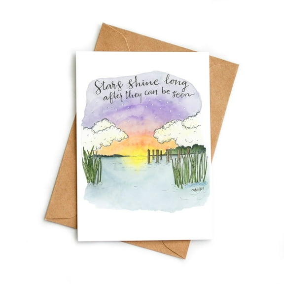 Inspirational Greeting Card - "Stars Shine Long After They Can Be Seen" Watercolor Art - Blank Inside, Envelope Included - Perfect for Encouragement & Motivation