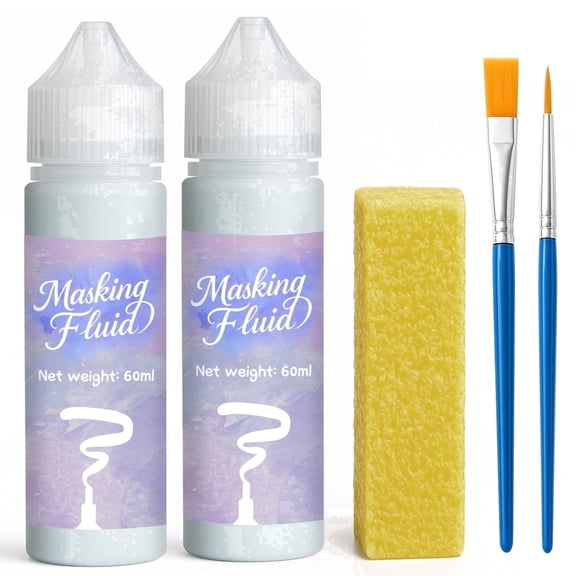 GDDP 2x60ml Blue Watercolor Masking Fluid, Preserves White Space and Peels Off Easily for Artists