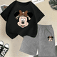 thumbnail image 3 of Conjunto de camisetas y pantalones cortos de verano con estampado de Mickey para niños y adolescentes de 2 a 14 años, camisetas informales de manga corta y cuello redondo, 2 piezas, 3 of 5