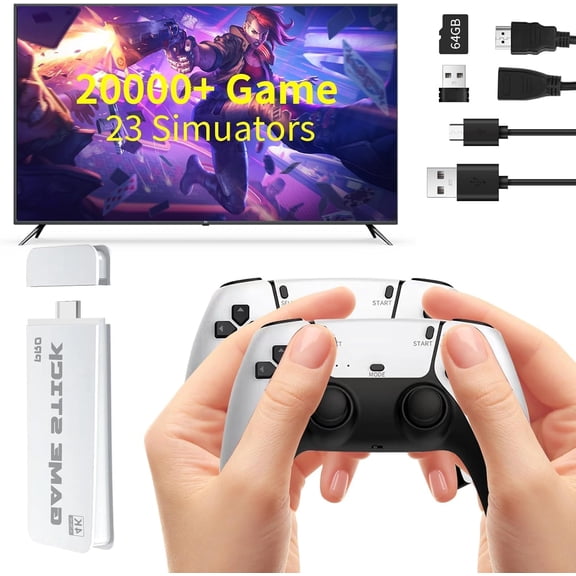 2025 Upgraded Retro Gaming Console,Video Games Console with 4K HDMI Built-in 20000 Games and 23 Emulators Plug & Play,Dual 2.4G Controllers(64GB)