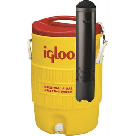 Igloo 11863 Industrial Water Cooler With Cup Dispenser, 5 gal, Plastic, Yellow Body/Red