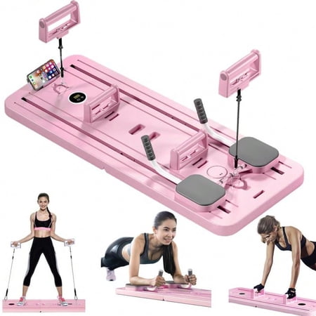 Foldable Pilates Reformer Board For Home Workouts, 5-In-1 Multifunctional Portable Core And Ab Exercise Machine With Adjustable Resistance, Compact And Convenient, Equipped With Timer
