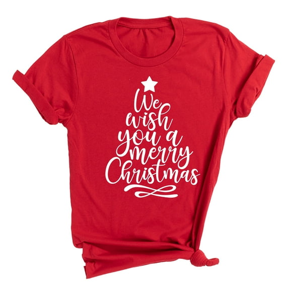 We Wish You A Merry Christmas T-Shirt, Christmas Tree Shirt for Women & Men, Cute Vacation Gift - Red