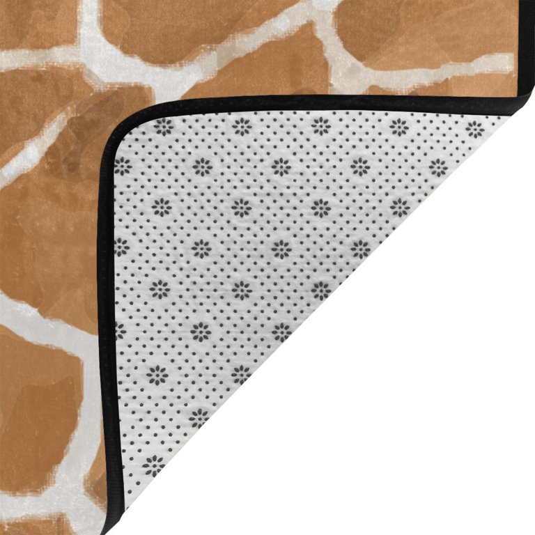 Washable Non-Slip Rug Pad, Giraffe Texture Pattern Area Rug Doormats,  Living Room Bedroom Carpet Mats, 36x24 