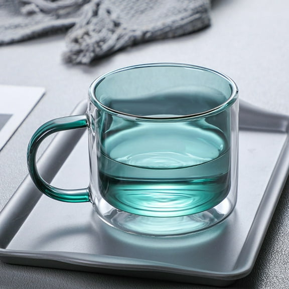 JGJJUGN Double-layered Colored Glass Cup High Borosilicate Durable Heat-resistant Unique Handblown Tea Coffee Mug for Hot Cold Beverages