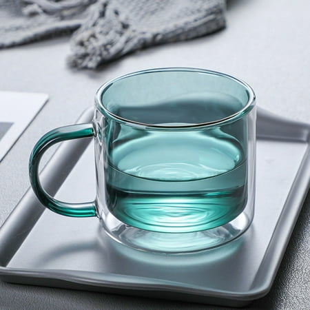 

Tpzfurit Double-Layered Colored Glass Cup - Handblown High Borosilicate for Hot & Cold Beverages Artistic & Ergonomic Design with 3.34 Diameter Mouth & 2.95 Height Unique Artisan Craftsmanship