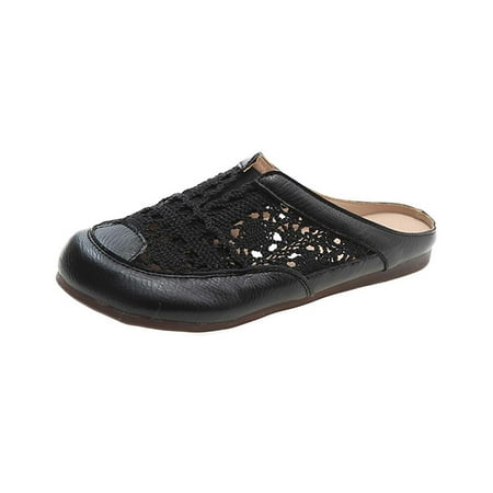

Sandals for Women 2023 Dressy Summer Round Toe Casual Comfort Mules Hollow Out Breathable Fashion Loafer Walking Shoes