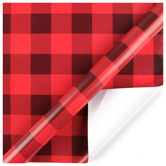 5pcs Christmas Plaid Wrapping Paper Red Checkered for Party Holiday Celebrations