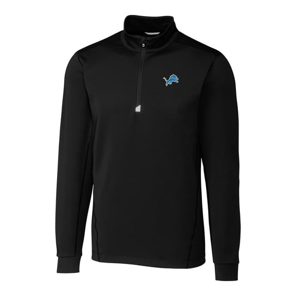 Men's Cutter & Buck Black Detroit Lions Big & Tall Traverse Half-Zip Pullover Jacket