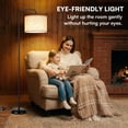 thumbnail image 6 of DAYBETTER Floor Lamp for Living Room, Tall Standing Lamp with 3 Color Temperatures, 850 Lumens LED Bulb, Foot Switch, Modern Metal Pole with White Shade for Bedroom, Office (Black), 6 of 7